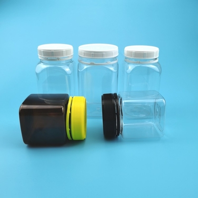 Tampa evidente plástica vazia de 200ml 320ml 400ml Honey Jar Square With Tamper