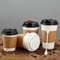 copos de café do papel de parede do dobro 12oz com as tampas e as palhas descartáveis